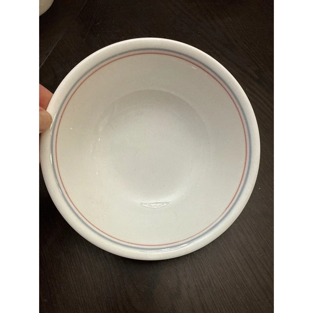 Corning‎ Ware Corelle Rosemarie Cereal Soup Bowl White Pink Blue Trim Vitrelle